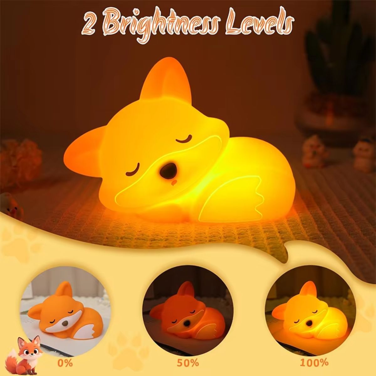 Squishy Fox Silicone Touch Night Light