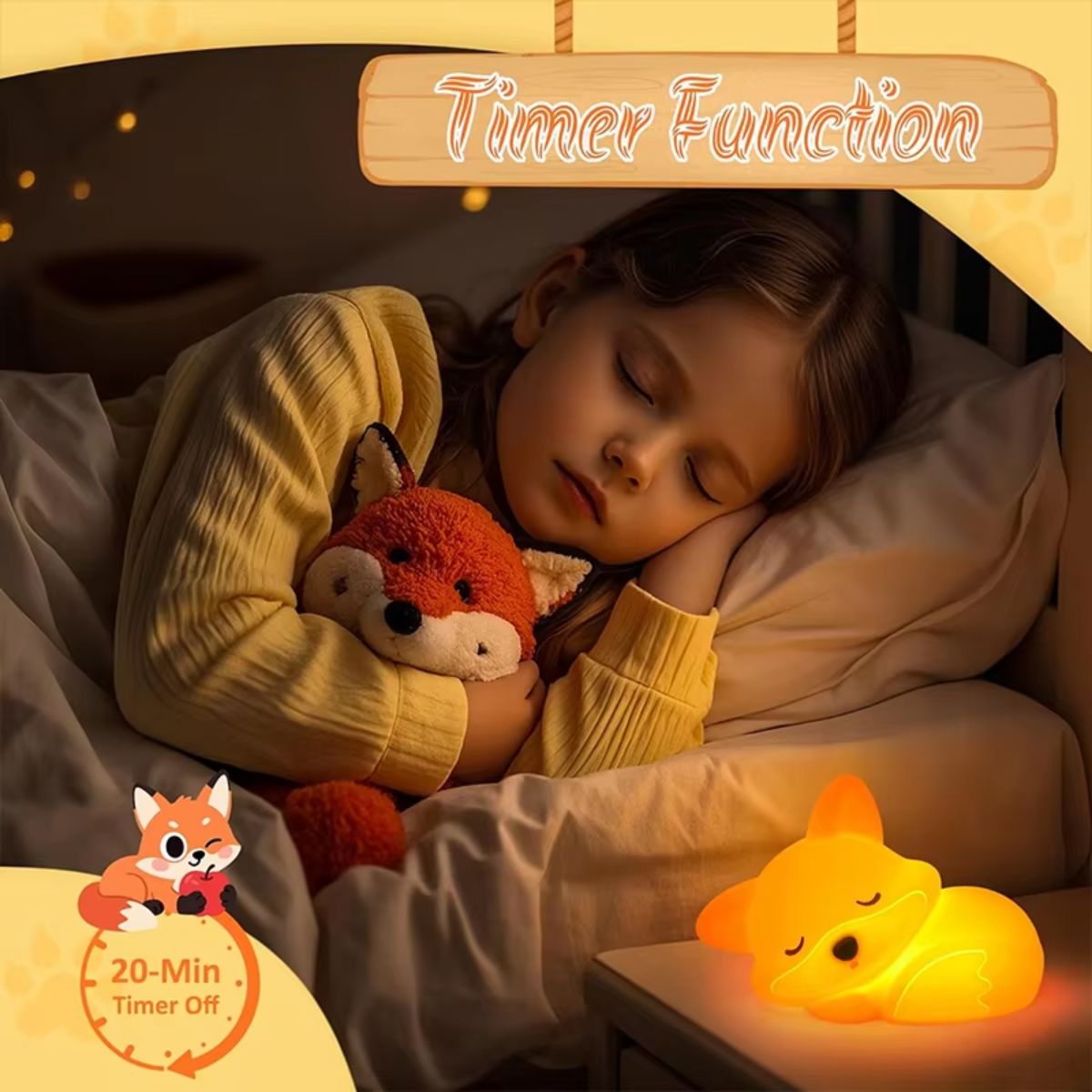 Squishy Fox Silicone Touch Night Light